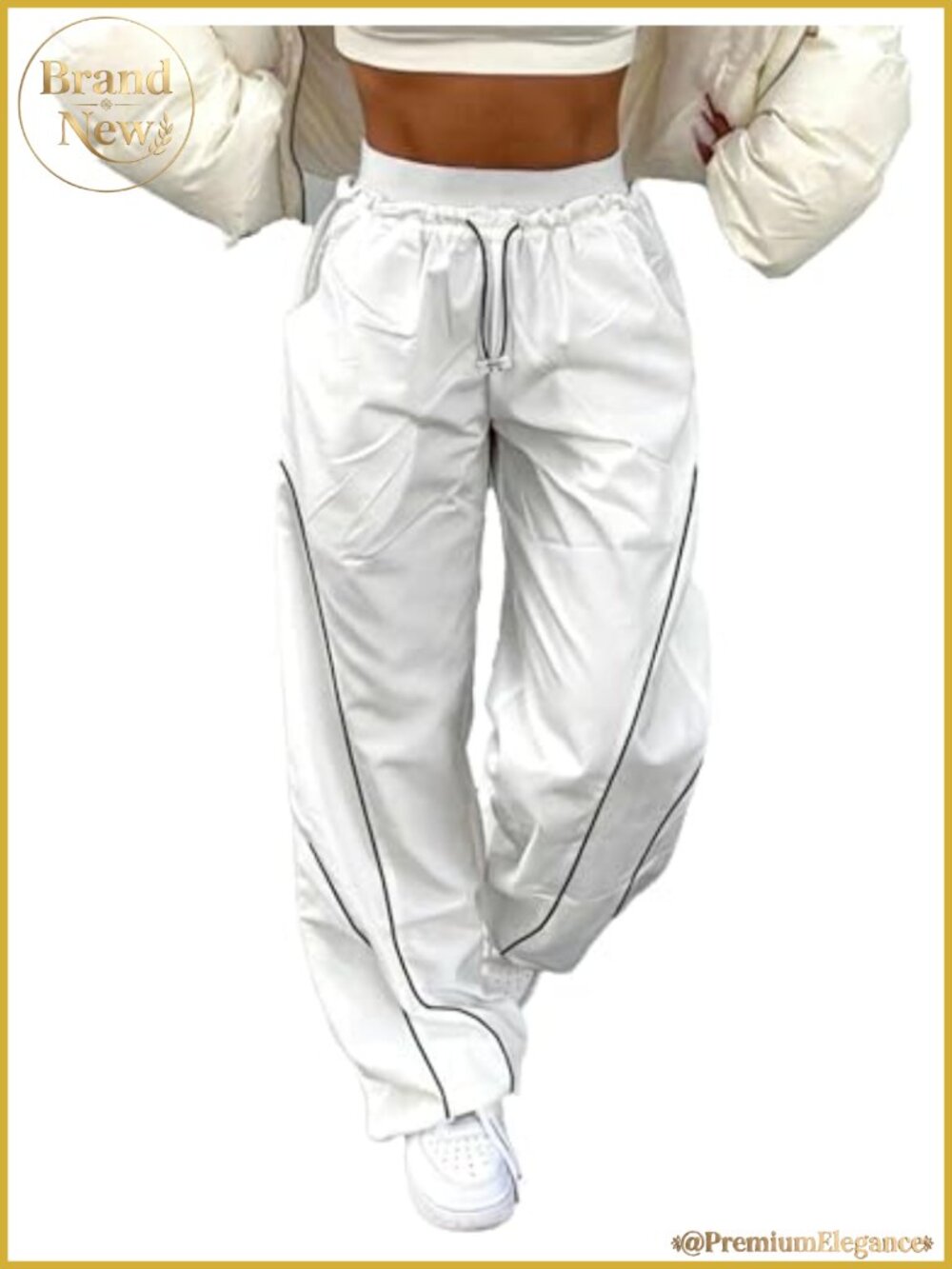 Y2K Baggy Cargo Parachute Pants Women Wide Leg Track Pants Drawstring
